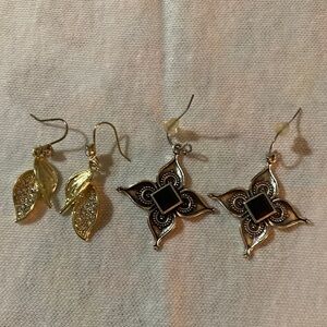 Elegant Gold Leaf and Silver Floral Earrings